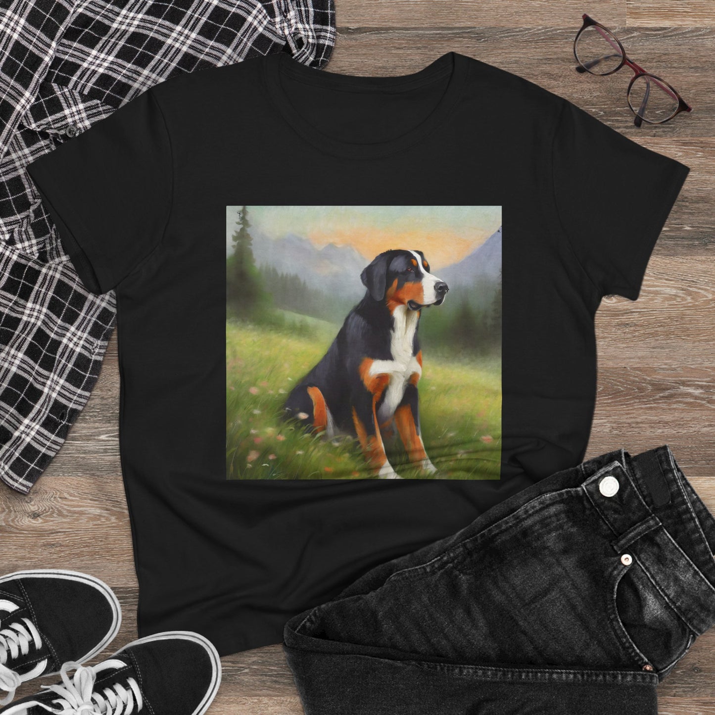 Greater Swiss Mountain Dog Women's Midweight Cotton Tee