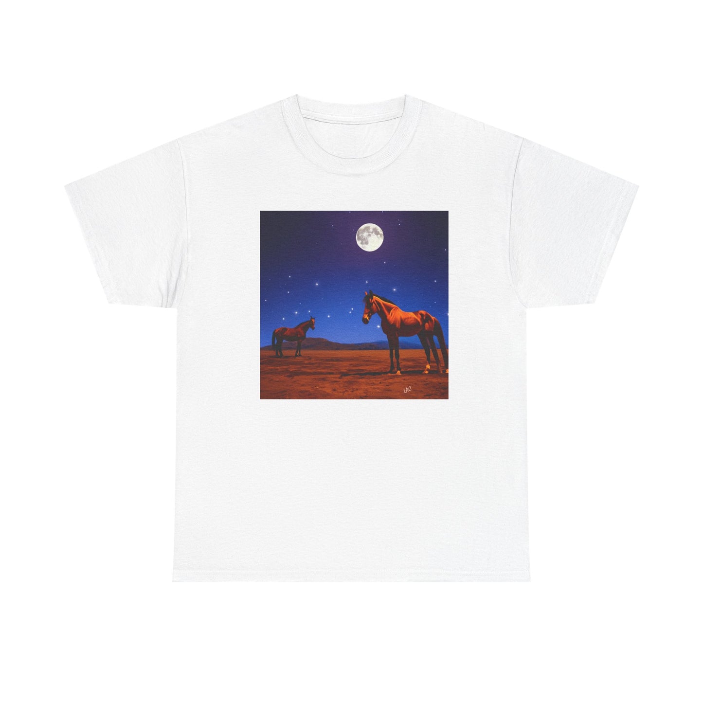 Horses in the Moonlight - Unisex Heavy Cotton Tee