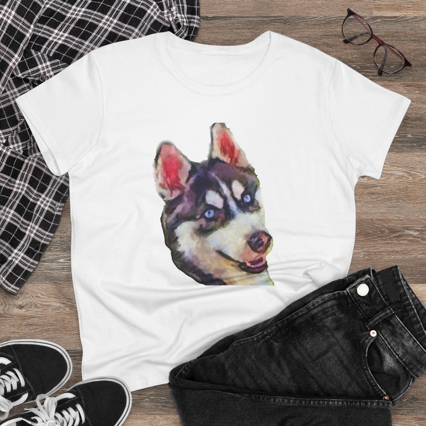 Siberian Husky 'Iditarod' Women's Midweight Cotton Tee
