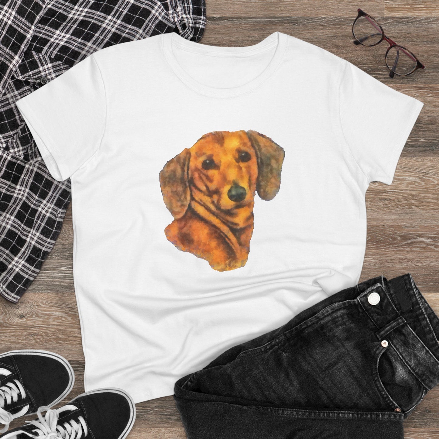 Dachshund 'Doxie #1' Women's Midweight Cotton Tee