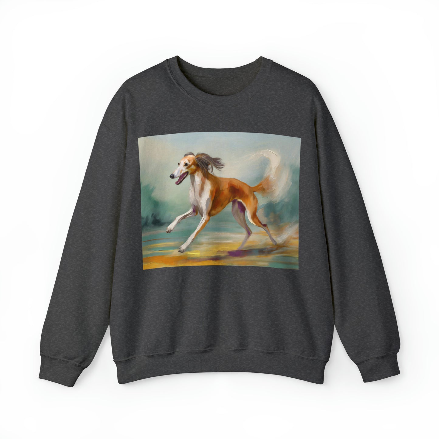 Saluki 'On the Run' Unisex 50/50 Crewneck Sweatshirt