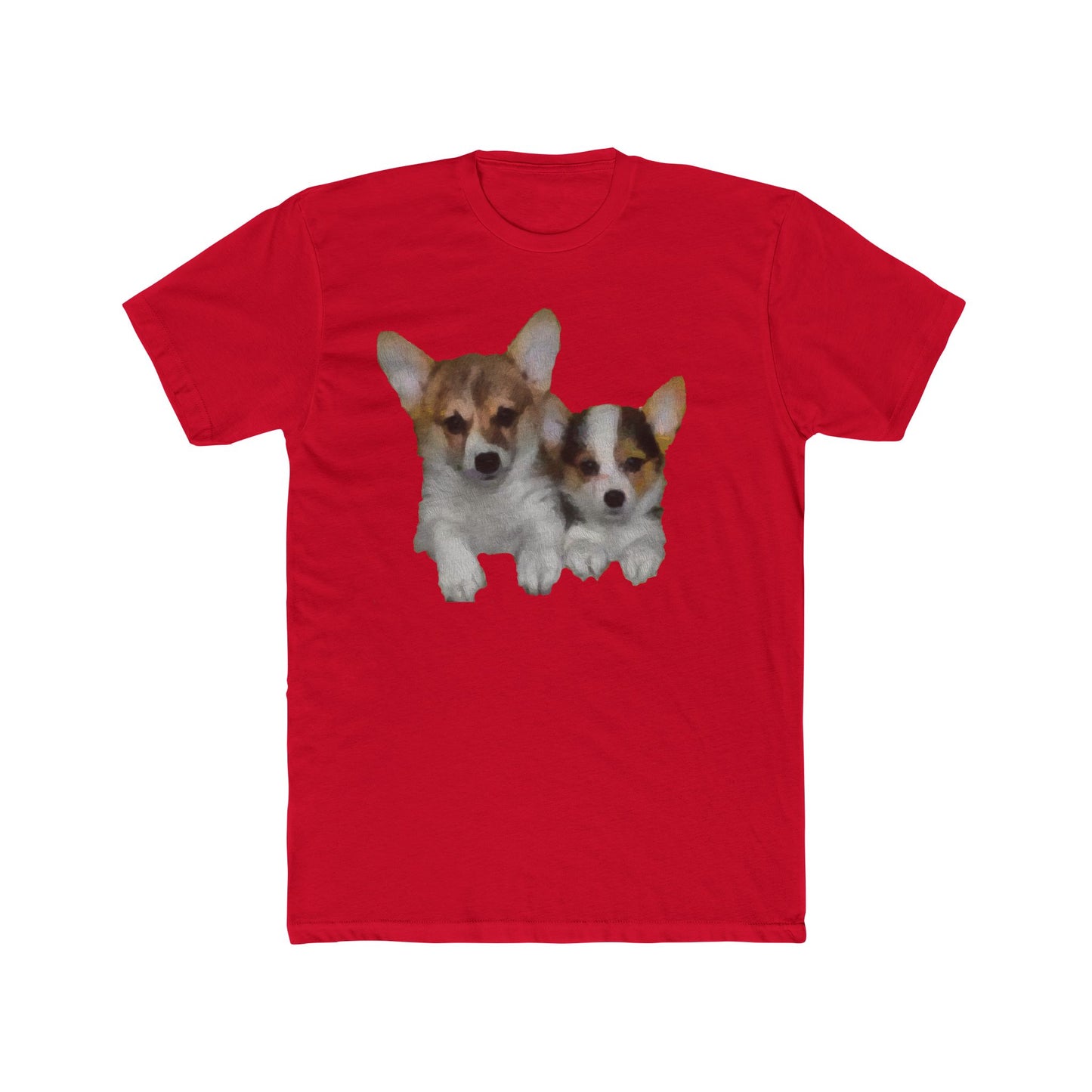Welsh Corgi 'Cousins' Men's Fitted Cotton Crew Tee