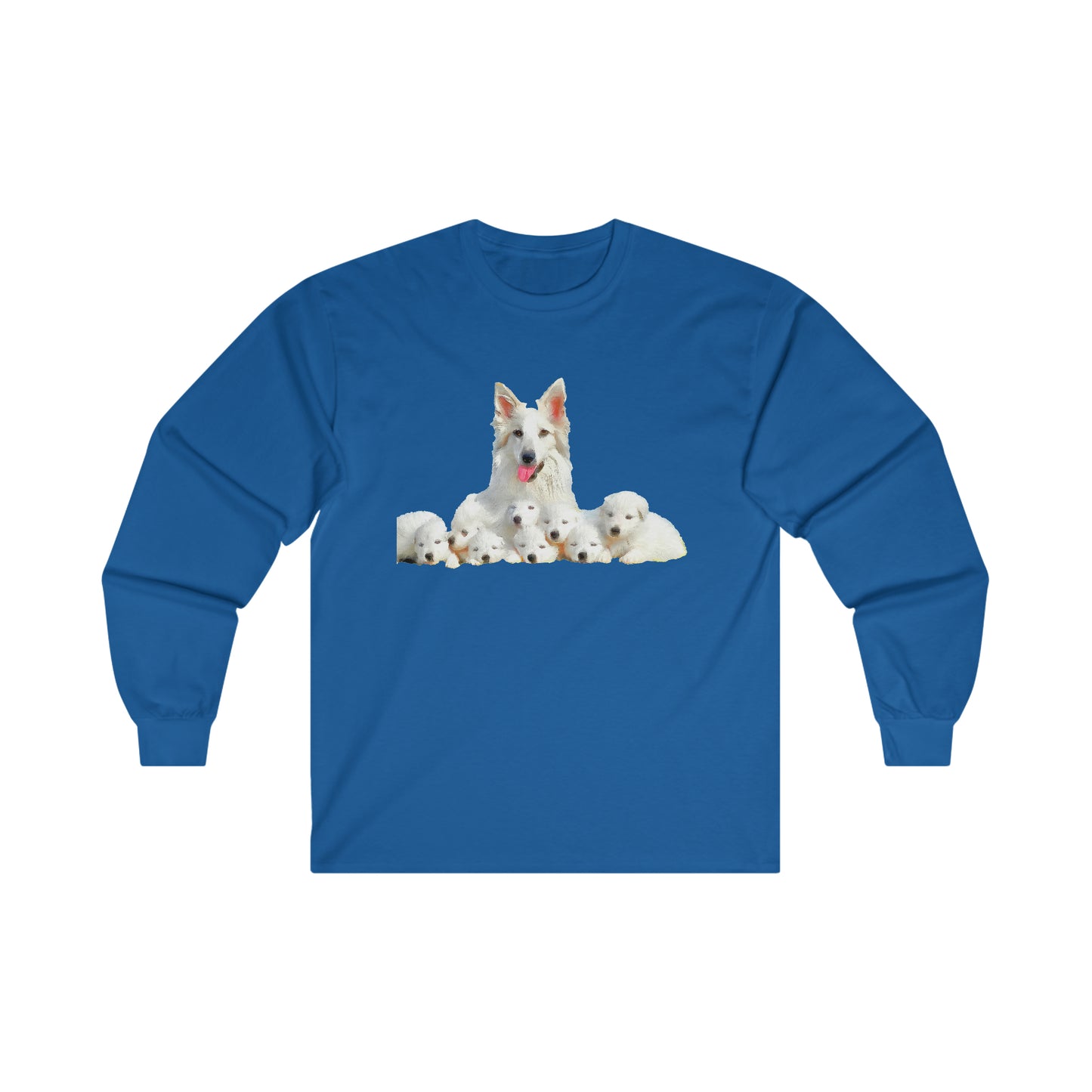 White Swiss Shepherds 'Heidi and her Pups' Classic Cotton Long Sleeve Tee