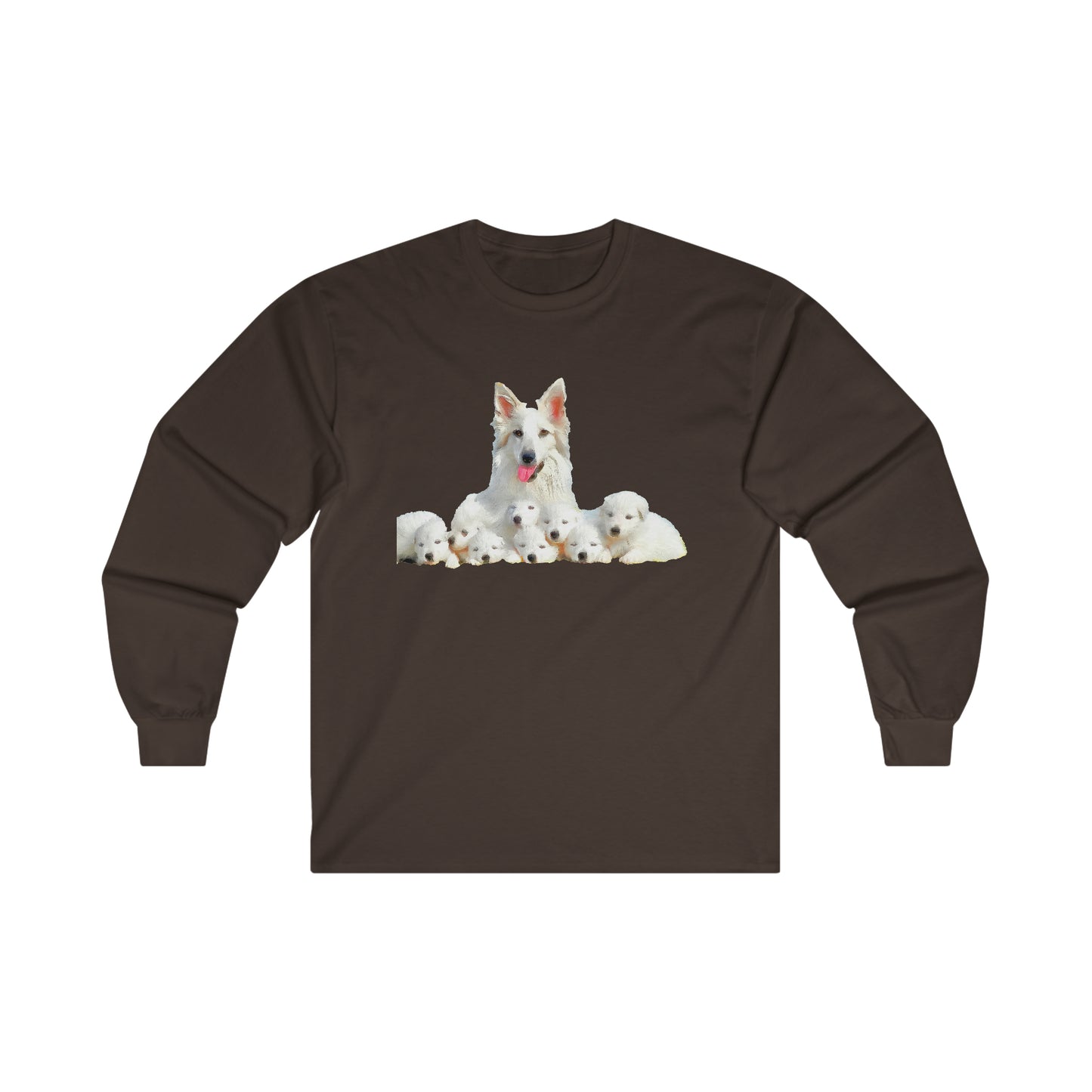 White Swiss Shepherds 'Heidi and her Pups' Classic Cotton Long Sleeve Tee