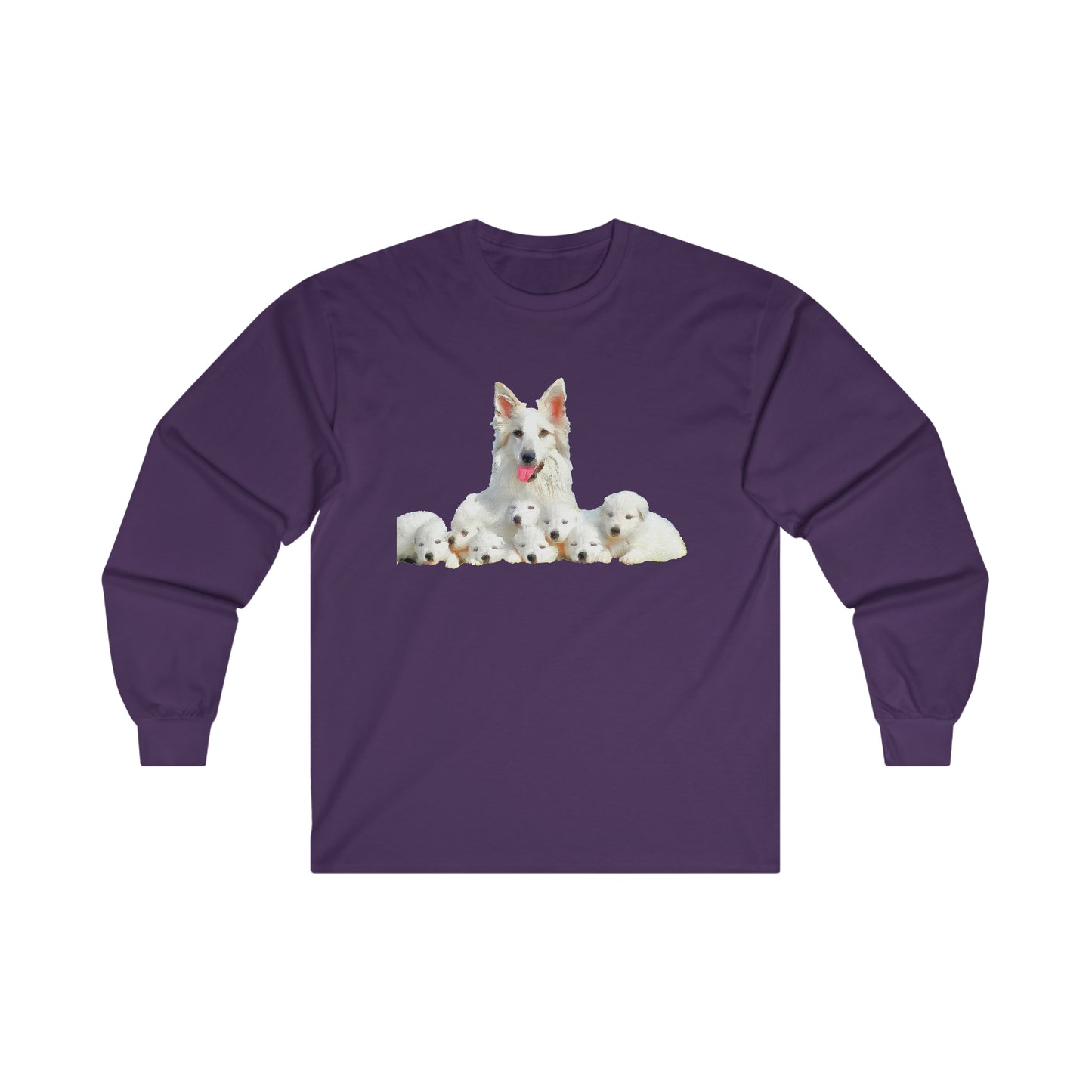 White Swiss Shepherds 'Heidi and her Pups' Classic Cotton Long Sleeve Tee