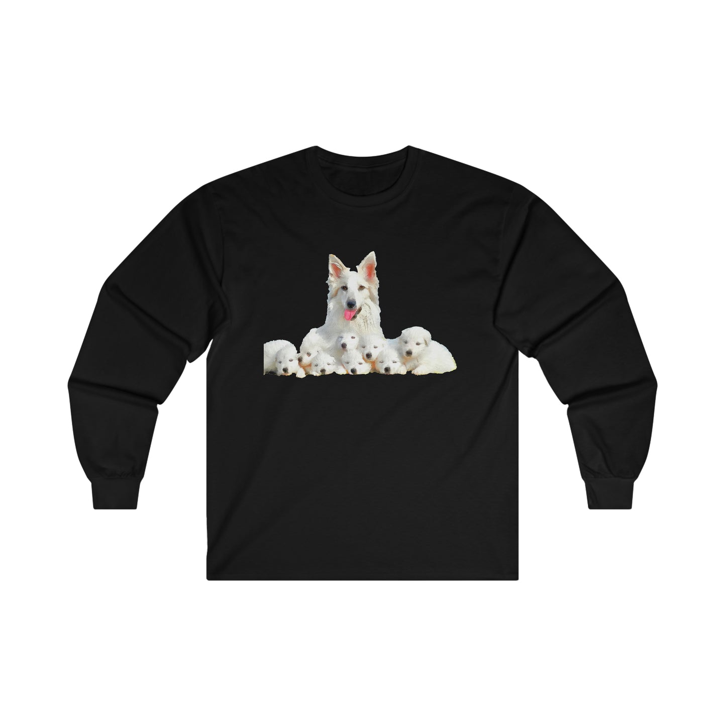 White Swiss Shepherds 'Heidi and her Pups' Classic Cotton Long Sleeve Tee