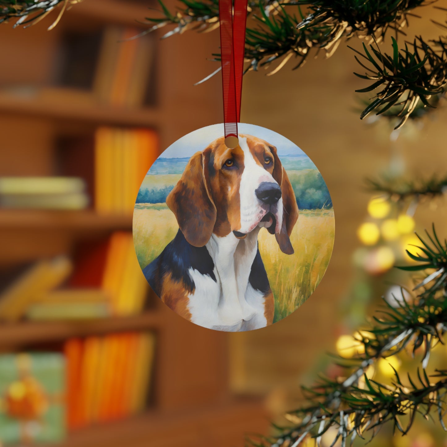 Whimsical American English Coonhound Metal Ornaments