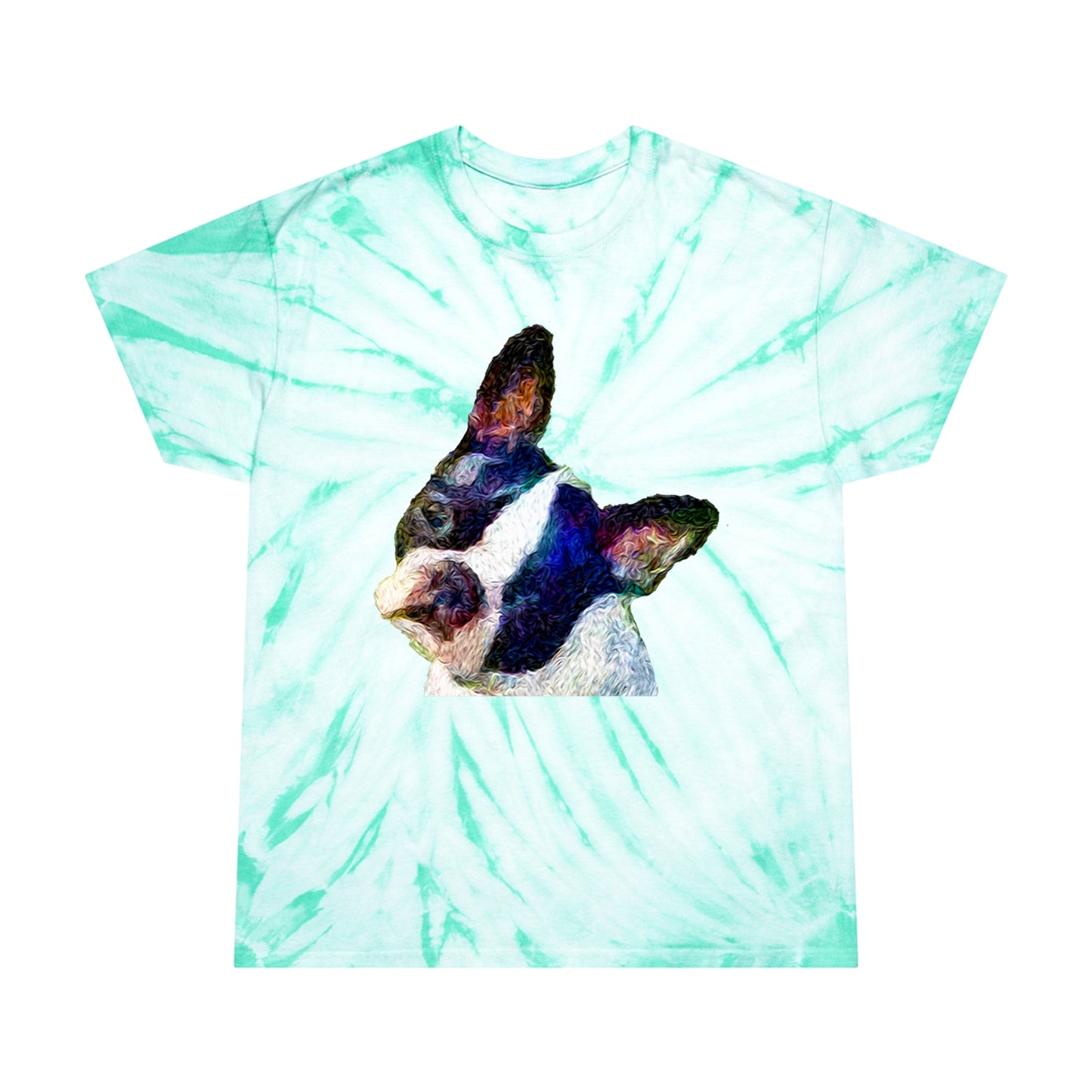 Boston Terrier 'Skipper' Unisex Cotton Tie-Dye Tee in Cyclone