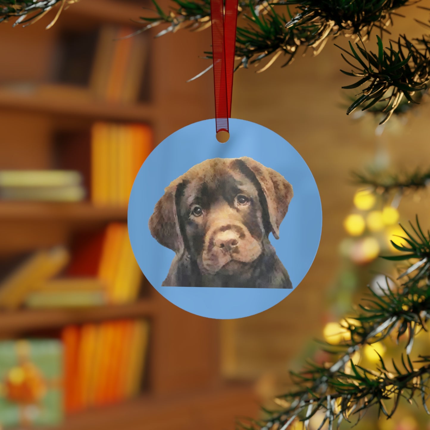 Chocolate Labrador Retriever Metal Ornaments