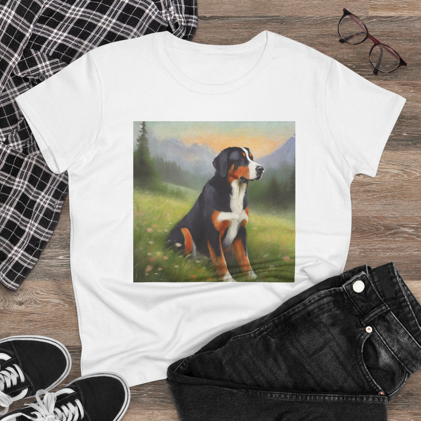 Greater Swiss Mountain Dog Women's Midweight Cotton Tee