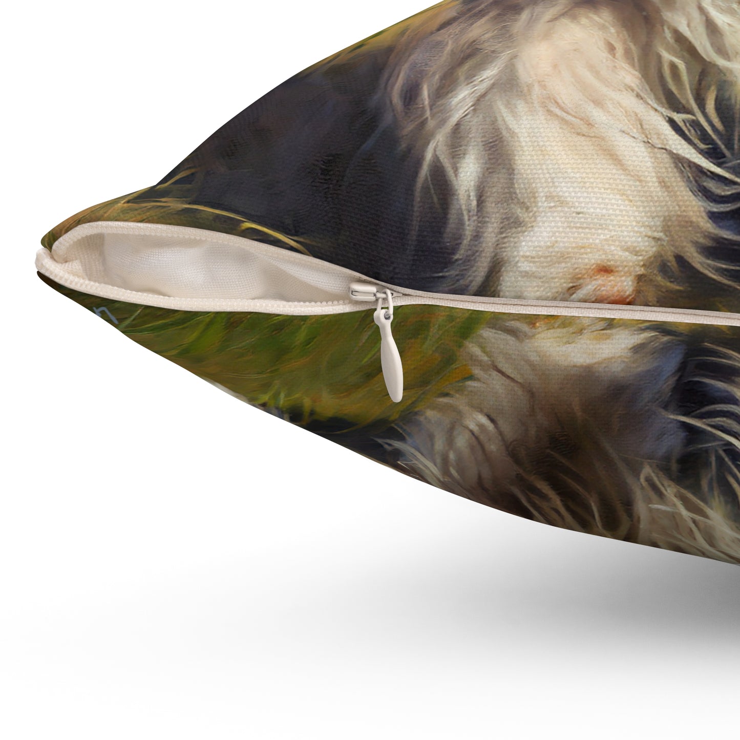 Bearded Collie Spun Polyester Square Pillow