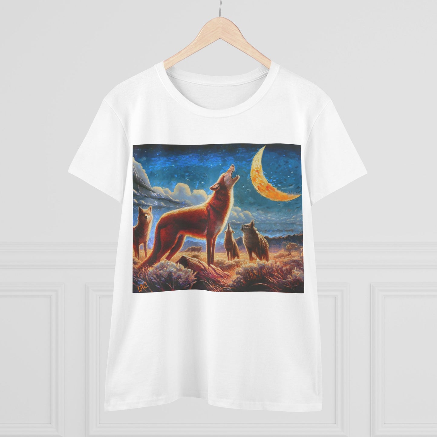 Coyotees under Moonlight Women's Midweight Cotton Tee