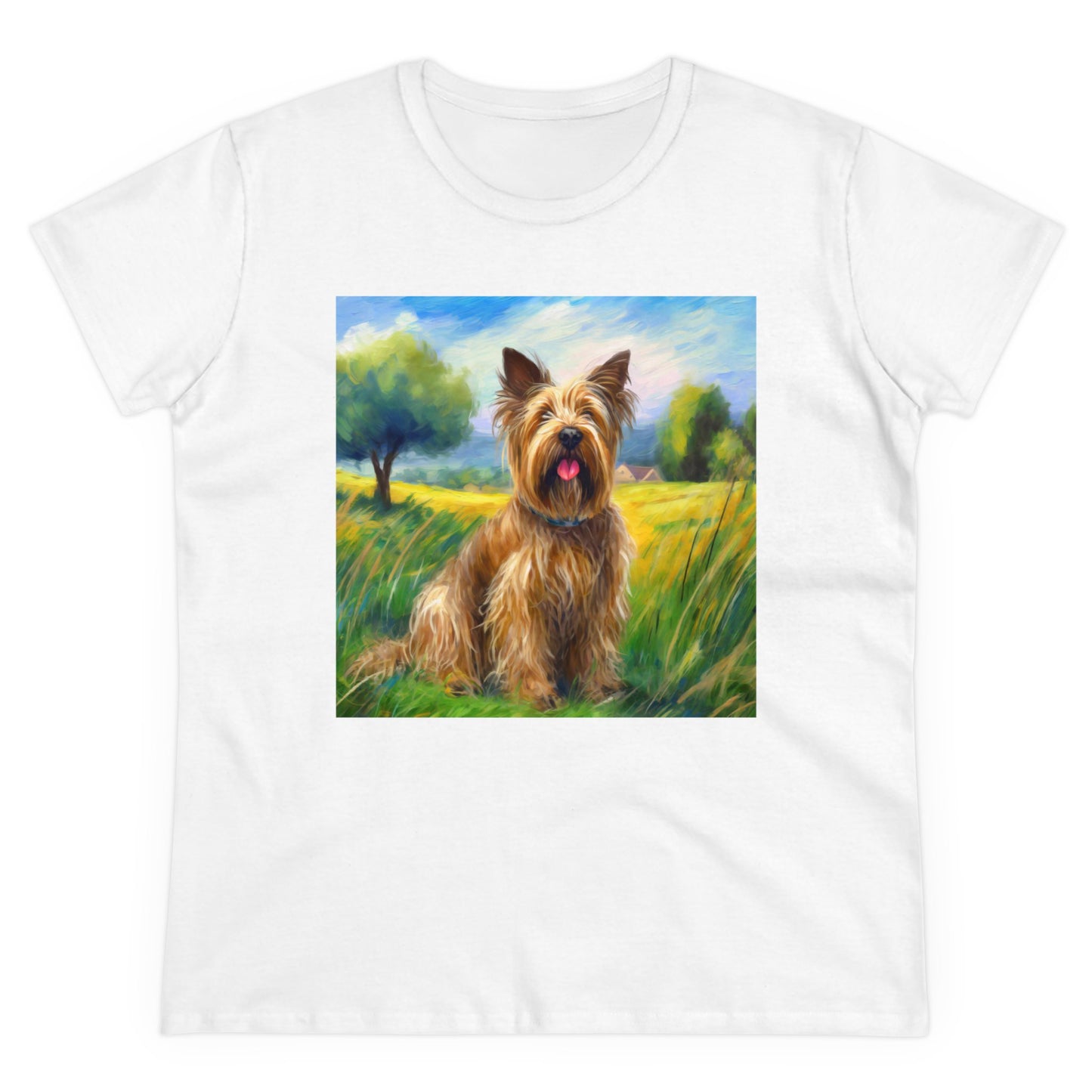 Briard in French Countryside Women's Midweight Cotton Tee
