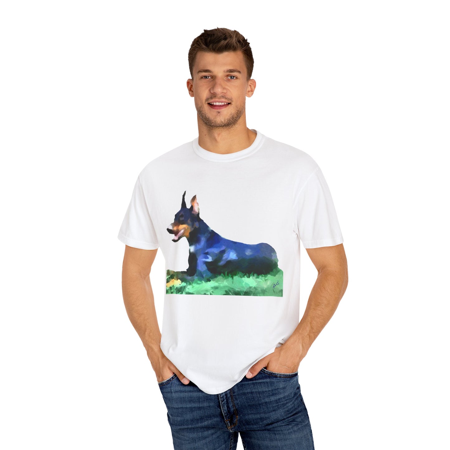 Doberman Pinscher 'Lina' Unisex Relaxed Fit Garment-Dyed T-shirt