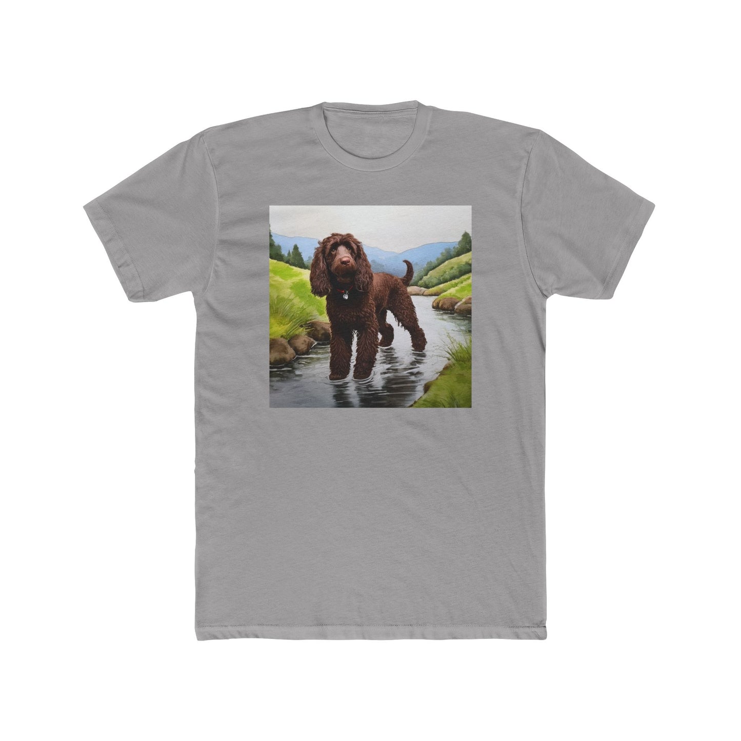 Irish Water Spaniel Men's Fitted Cotton Crew Tee