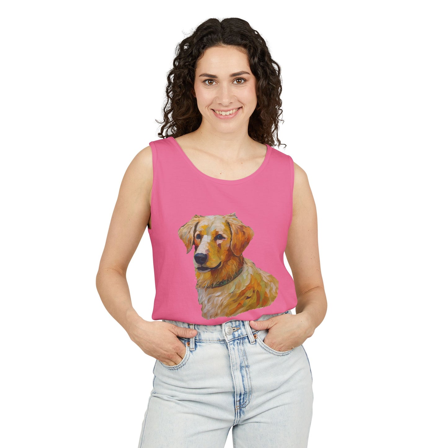 Golden Retriever Puppy - Unisex Relaxed Fit Garment-Dyed Tank Top