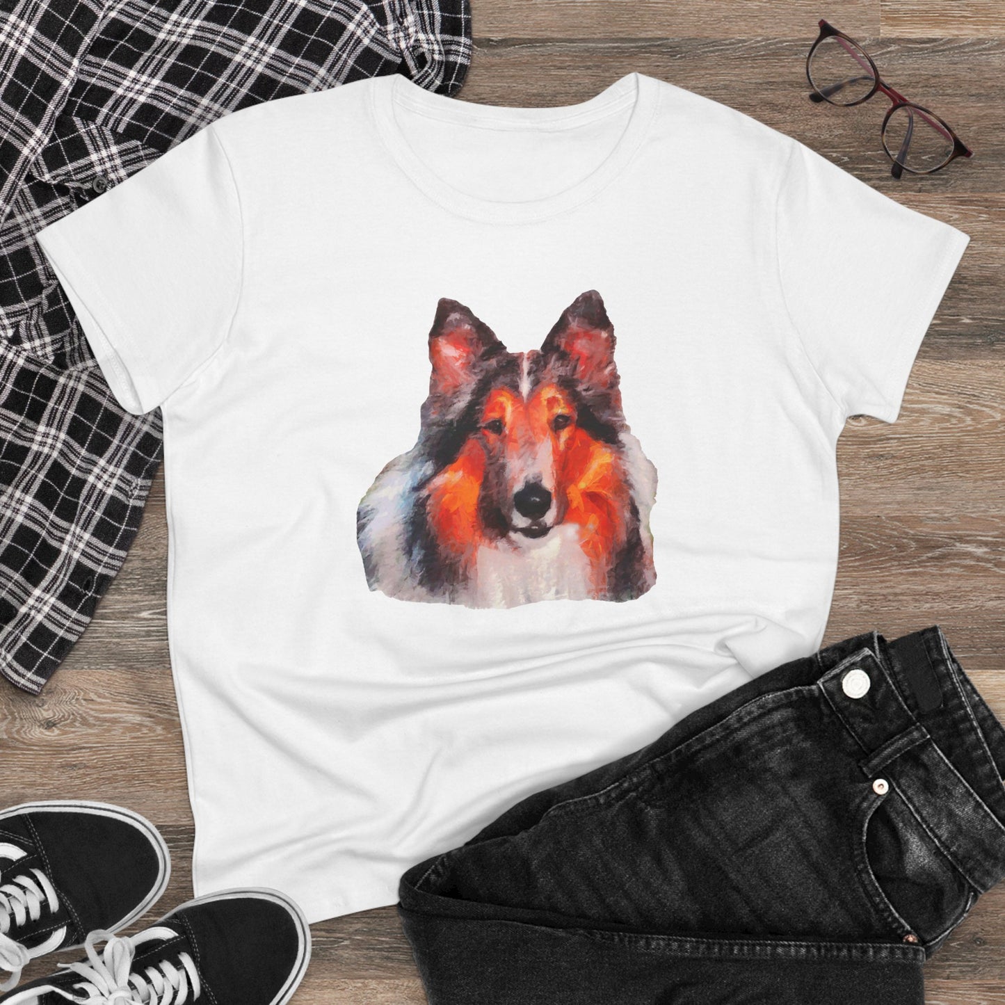 Collie - Rough Coated - Women's Midweight Cotton Tee