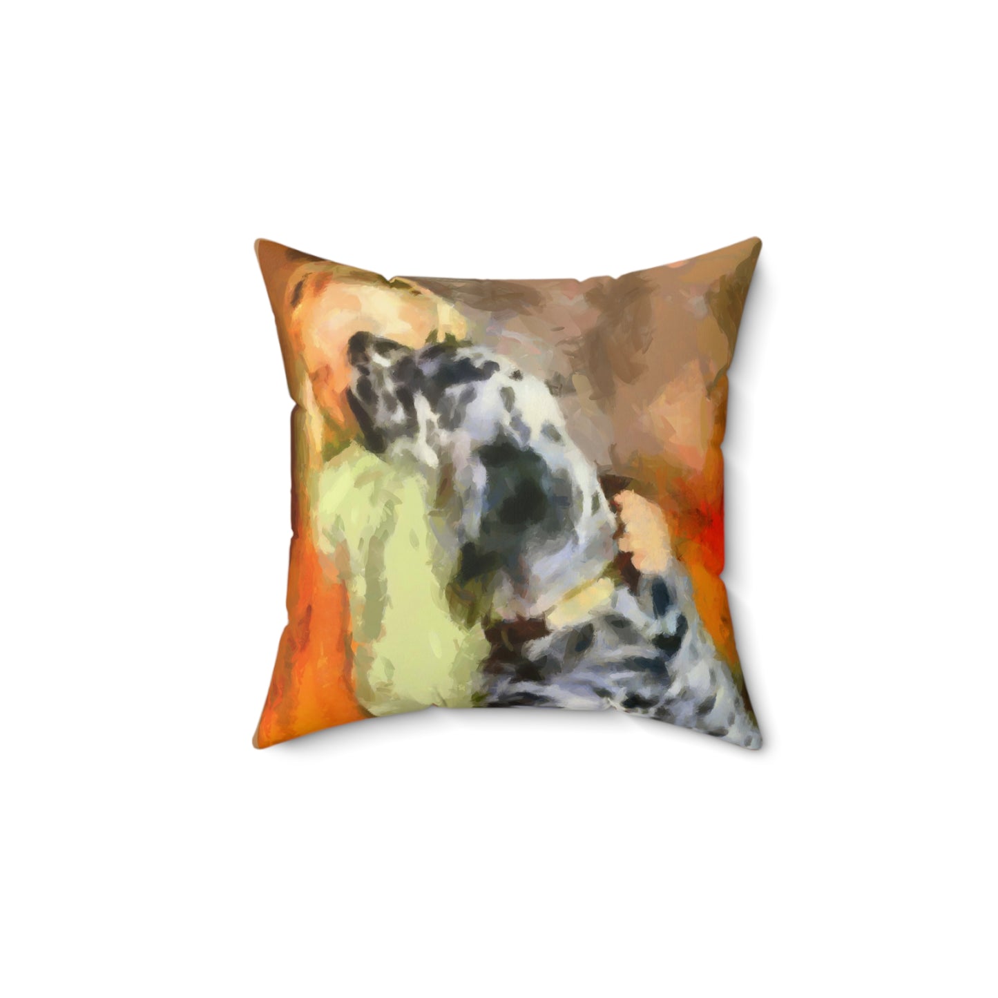 English Setter & Child Spun Polyester Throw Pillow