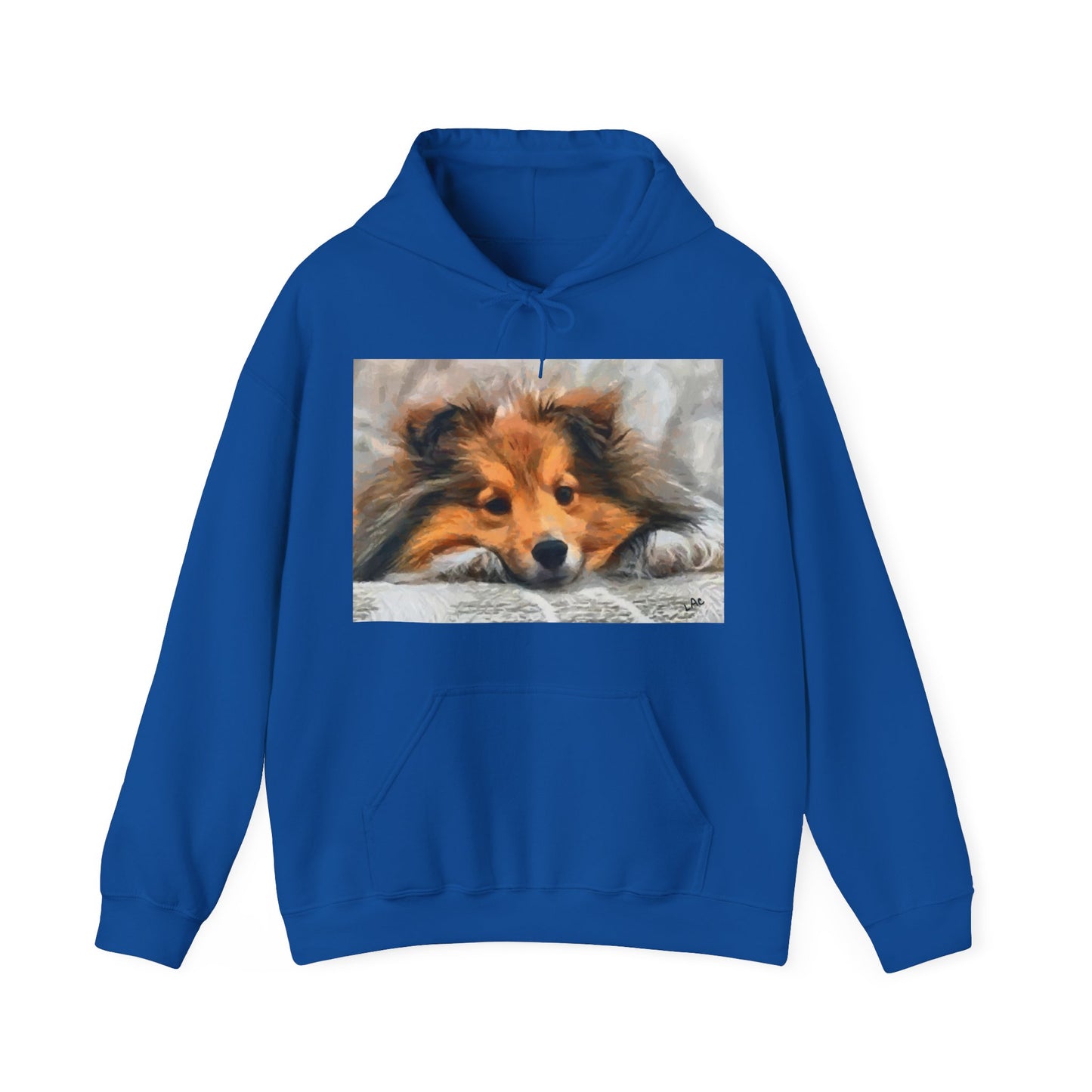 Shetland Sheepdog 'Sleepy Sheltie' Unisex 50/50 Hooded Sweatshirt