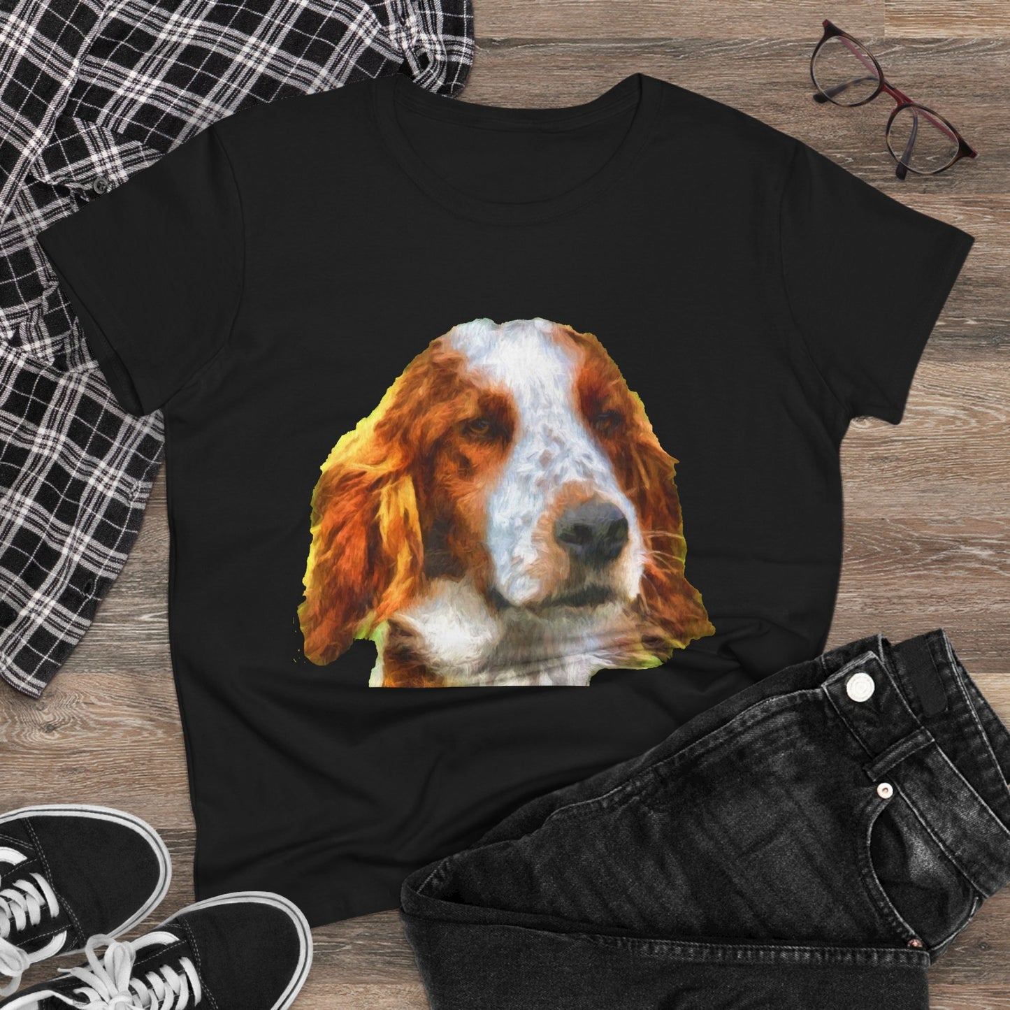 Irish Red & White Setter Women's Midweight Cotton Tee