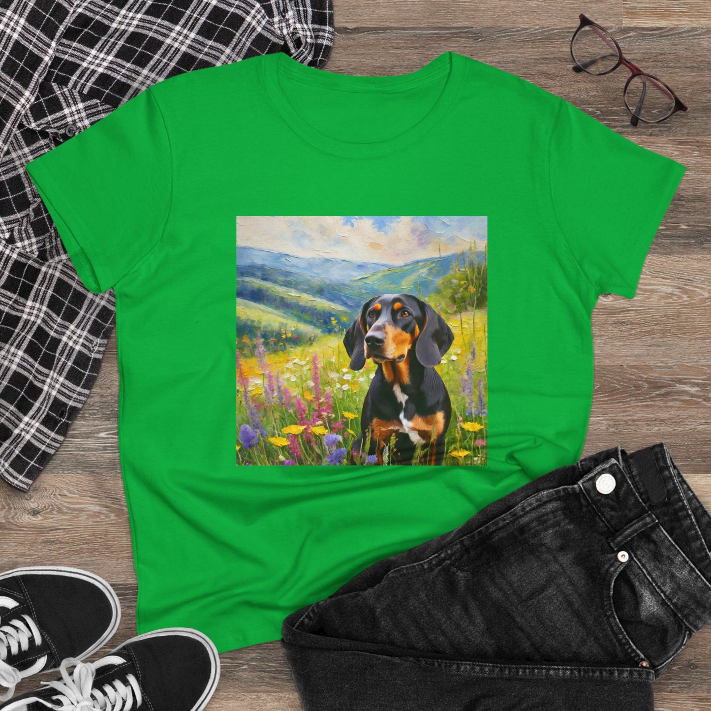 Black & Tan Coonhound Women's Midweight Cotton Tee