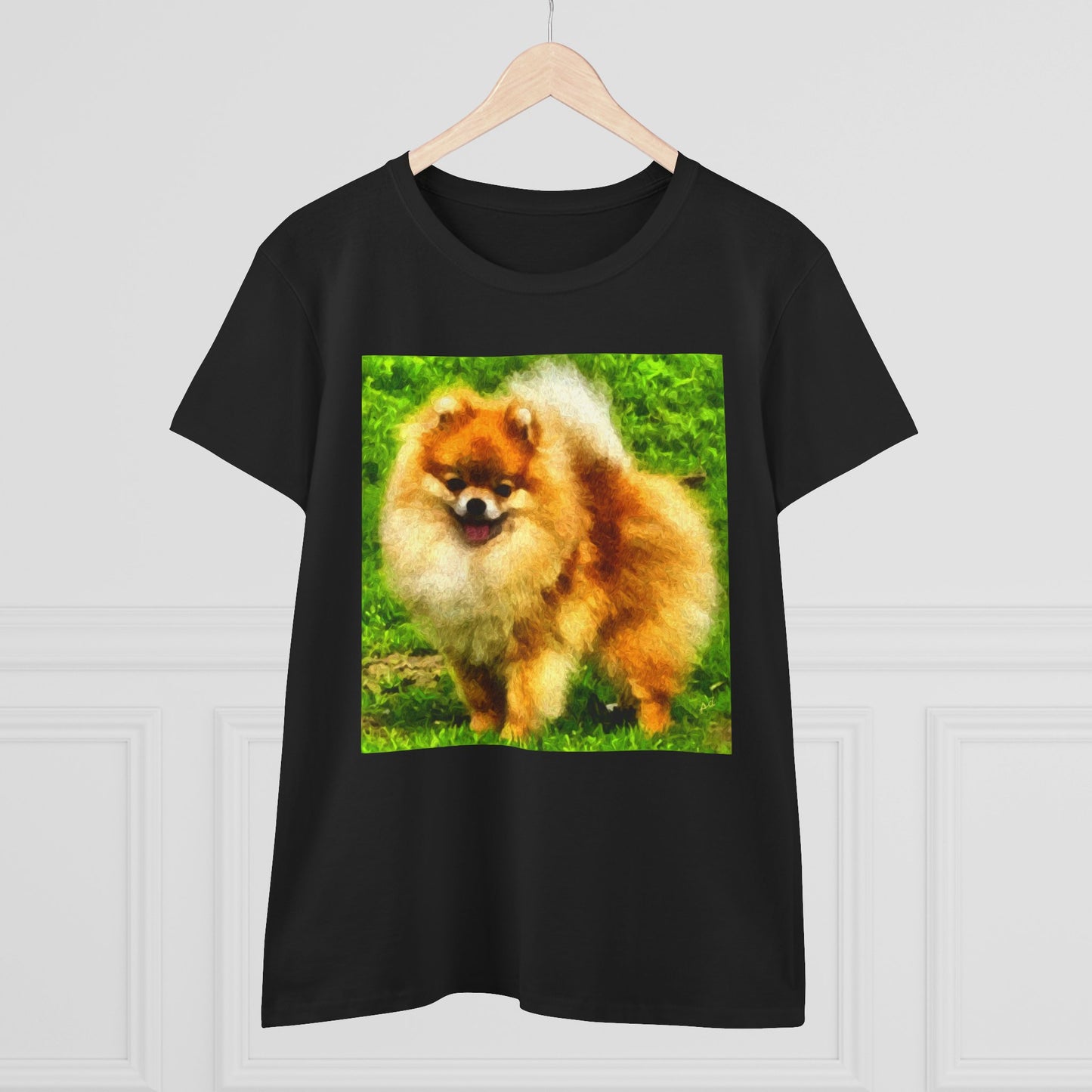 Pomeranian 'Pom Pom' Women's Midweight Cotton Tee
