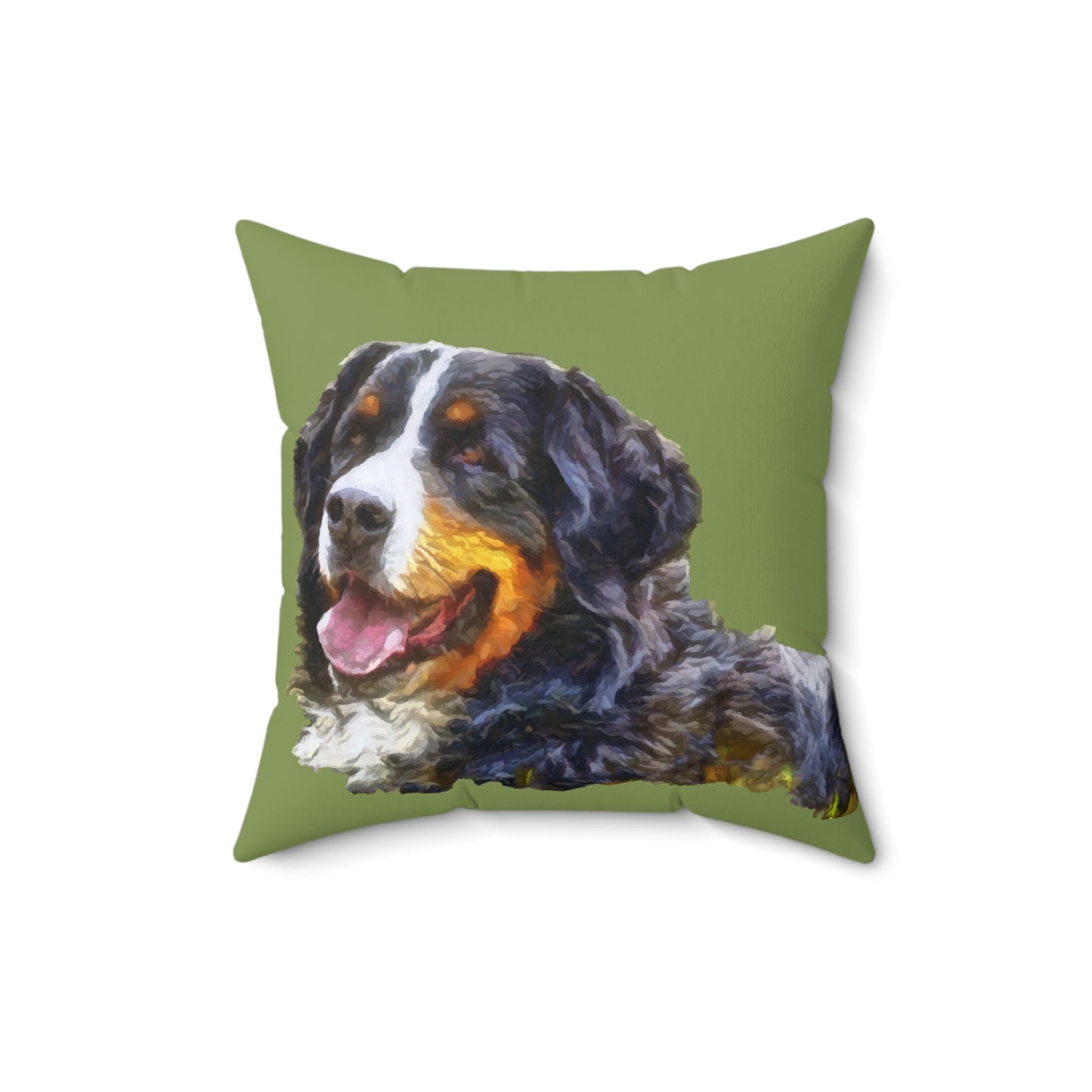 Bernese Mountain Dog Spun Polyester Throw Pillow