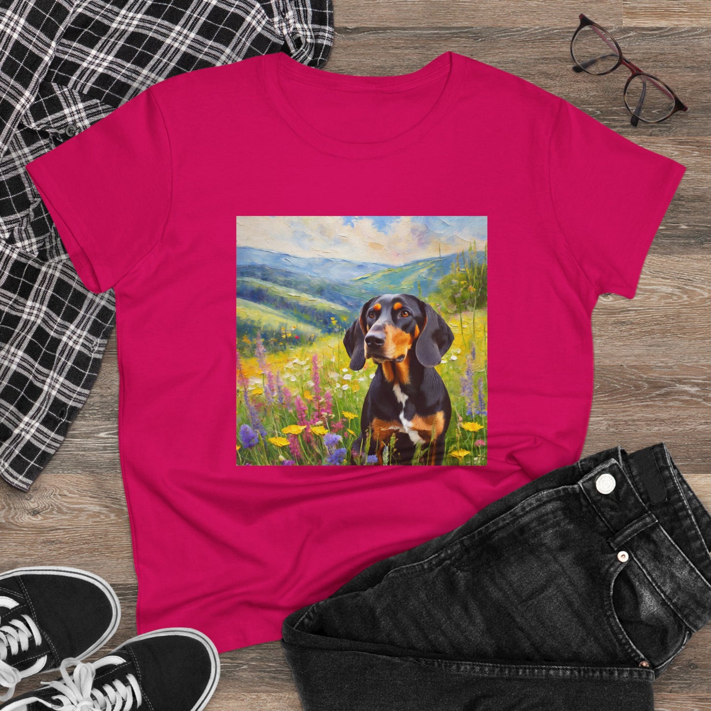 Black & Tan Coonhound Women's Midweight Cotton Tee