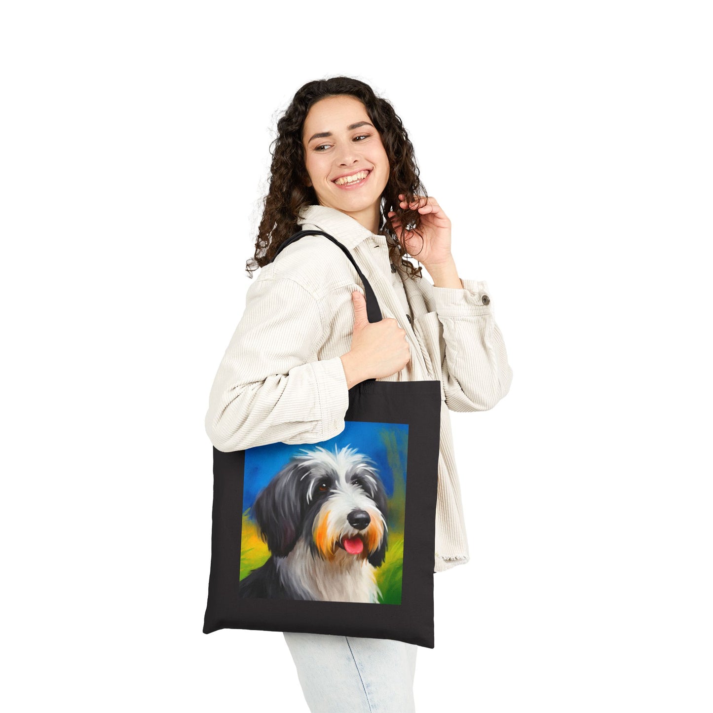 Polish Lowland Sheepdog Cotton Canvas Tote Bag