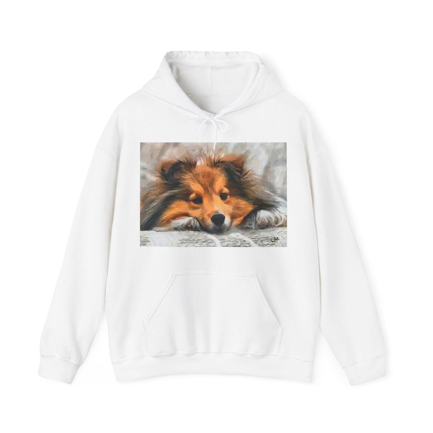 Shetland Sheepdog 'Sleepy Sheltie' Unisex 50/50 Hooded Sweatshirt