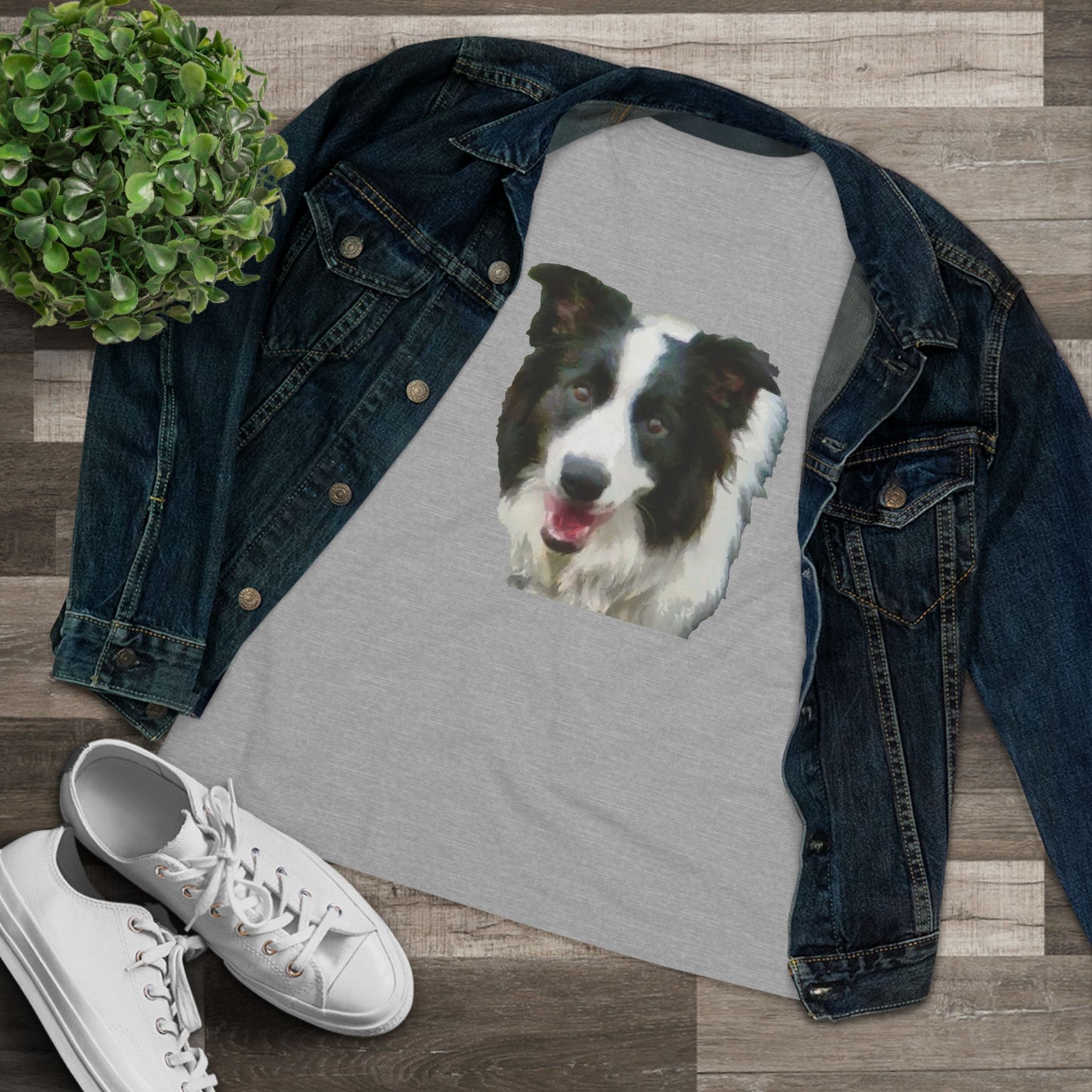Border Collie 'Archie' Women's Relaxed Fit Cotton Tee