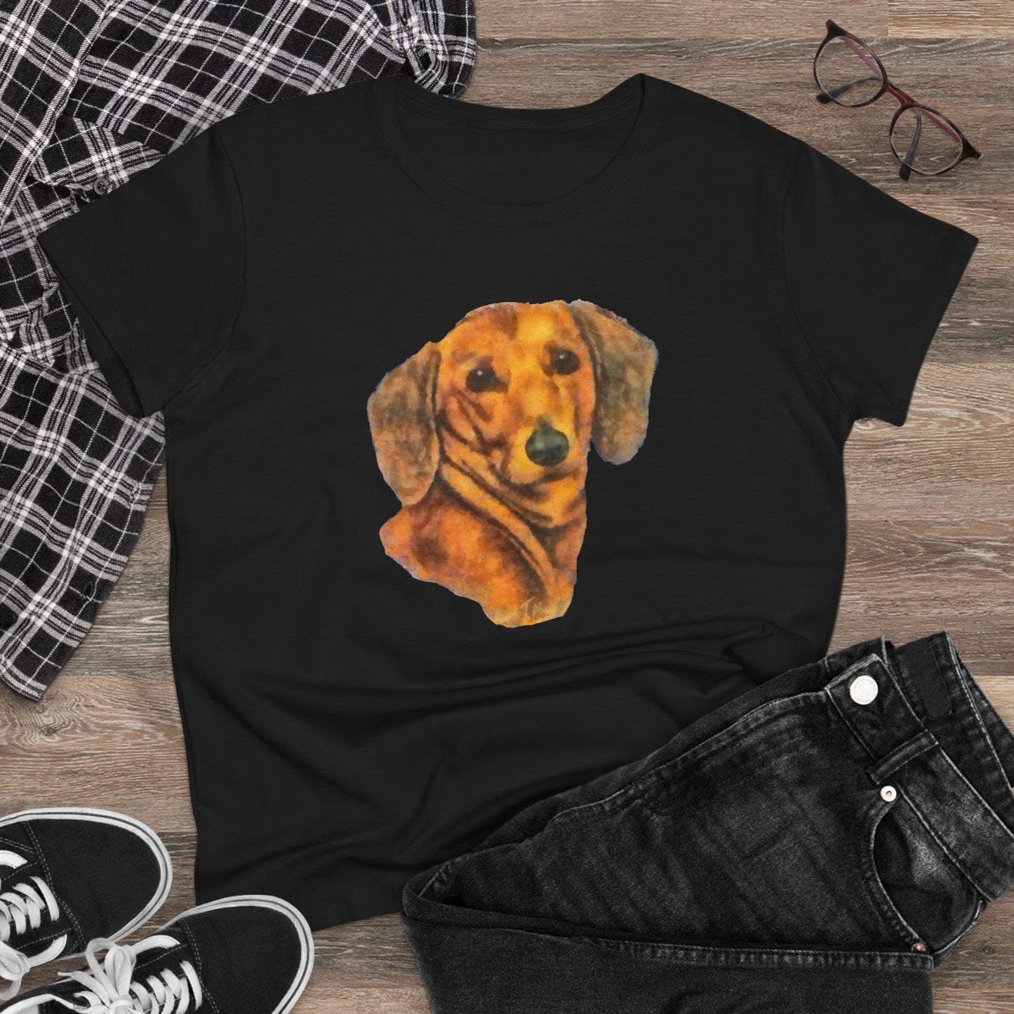 Dachshund 'Doxie #1' Women's Midweight Cotton Tee