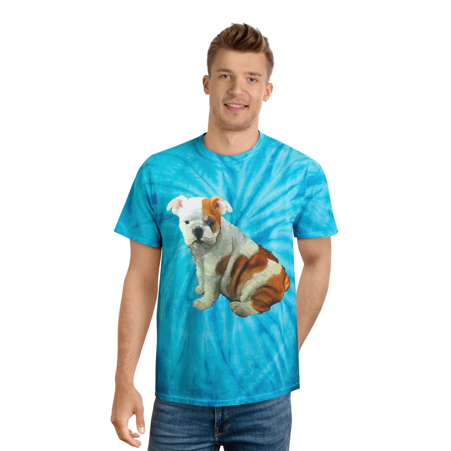English Bulldog 'Bugsy' - Unisex Tie-Dye Tee, Cyclone