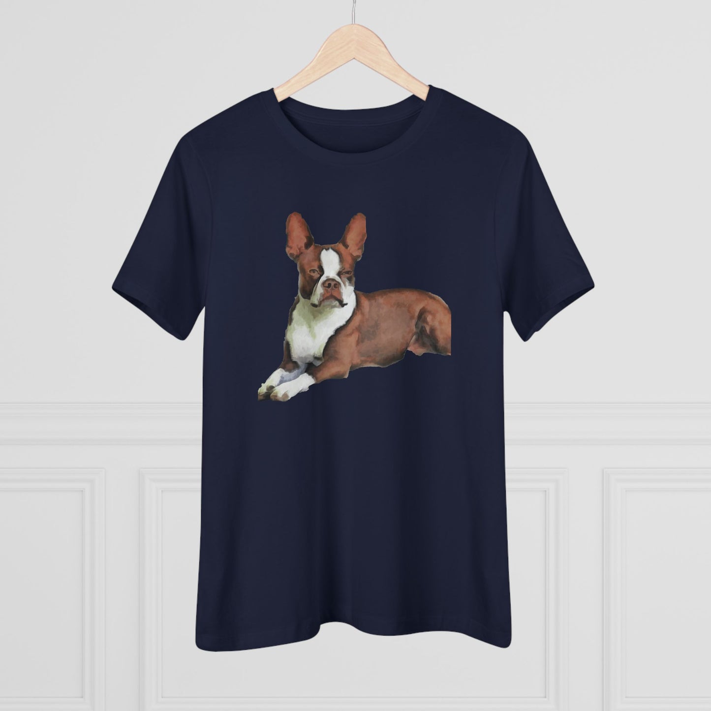 Boston Terrier Brown & White Women's Relaxed Cotton Tee