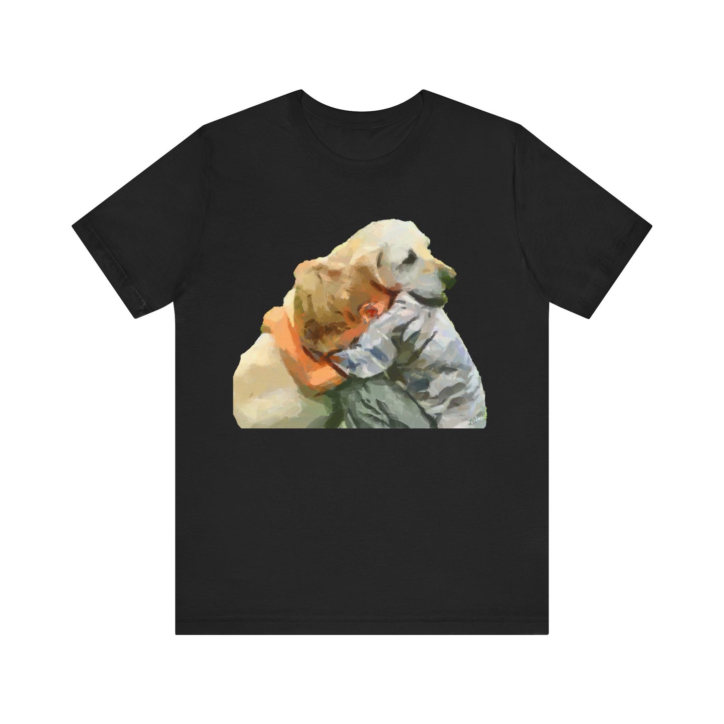 Yellow Labrador Retriever and Child - Unisex Jersey Short Sleeve Tee