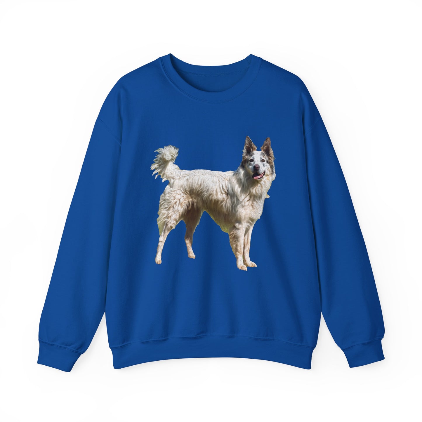 Chilly Day Charm: Pyrenean Shepherd Unisex 50/50 Crewneck Sweatshirt