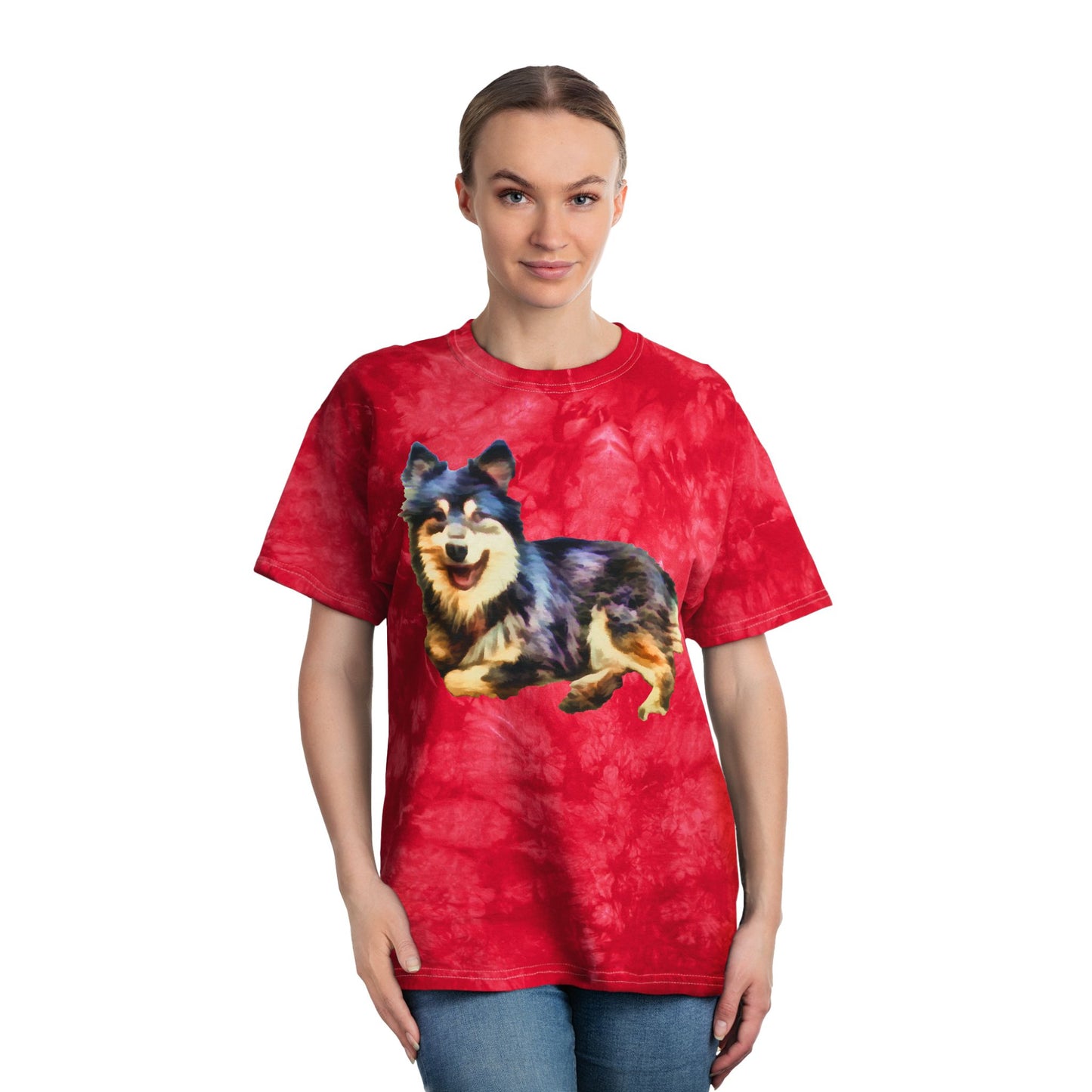 Finnish Lapphund Unisex Cotton Tie-Dye Tee, Crystal
