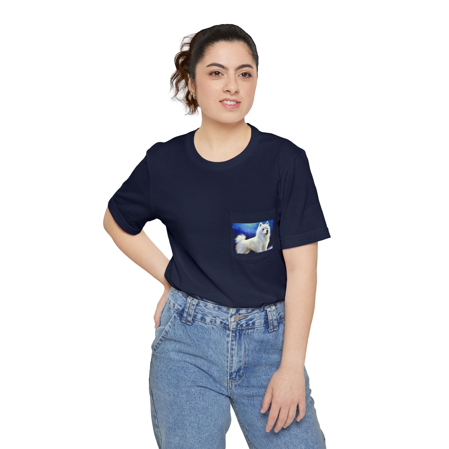 American Eskimo Dog Unisex Pocket T-shirt