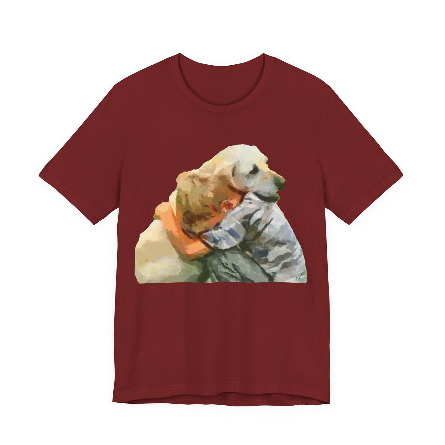 Yellow Labrador Retriever and Child - Unisex Jersey Short Sleeve Tee
