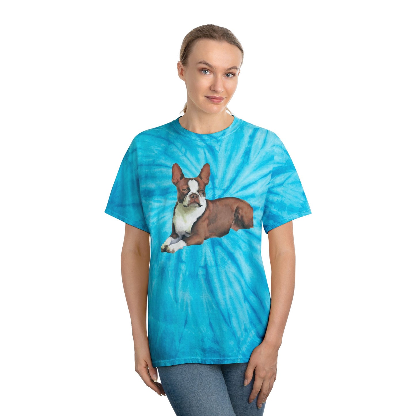 Boston Terrier 'Seely' Unisex Cotton Tie-Dye Tee, Cyclone