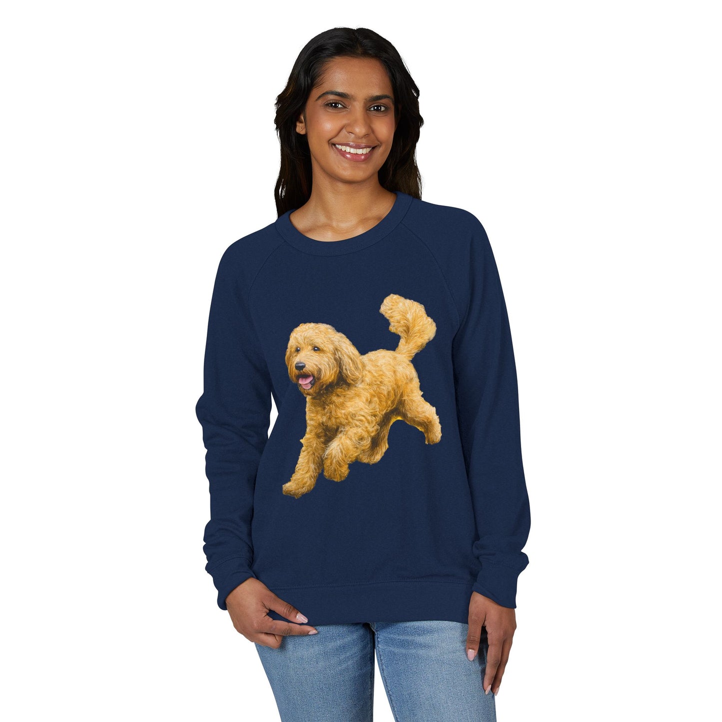 Goldendoodle Unisex French Terry Raglan Crewneck Long Sleeve