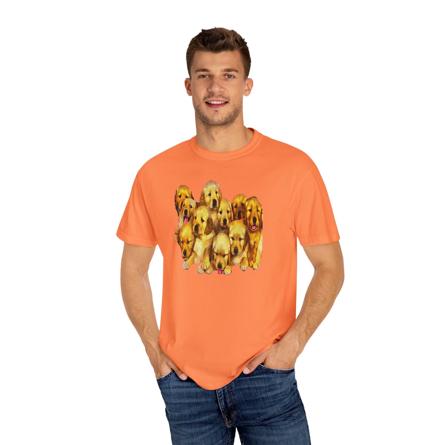 Golden Retriever Puppies Unisex-Adult Relaxed Fit Cotton T-shirt