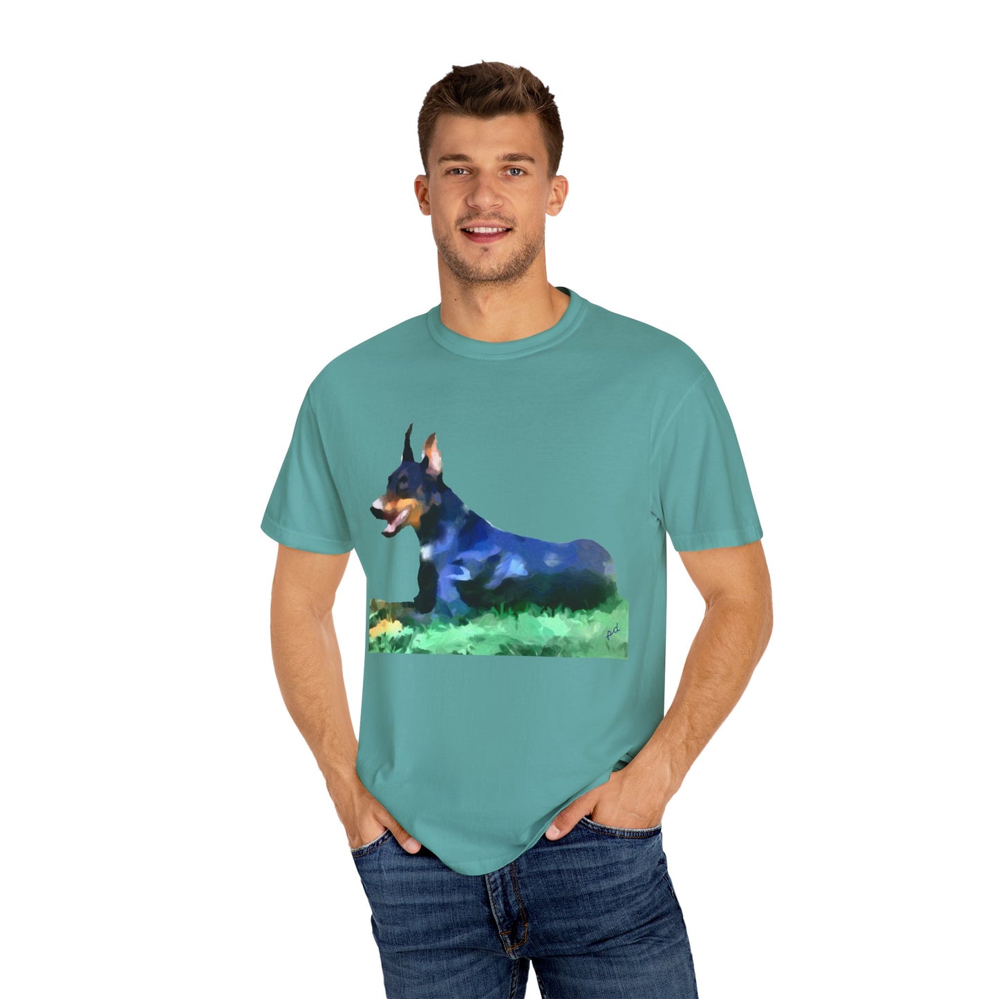 Doberman Pinscher 'Lina' Unisex Relaxed Fit Garment-Dyed T-shirt
