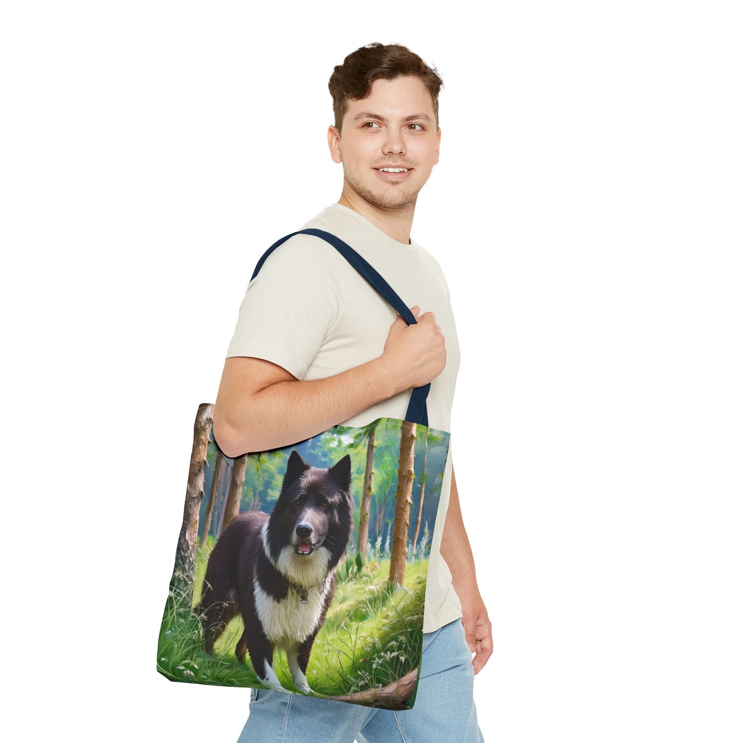 Karelian Bear Dog Polyester Tote Bag (AOP)