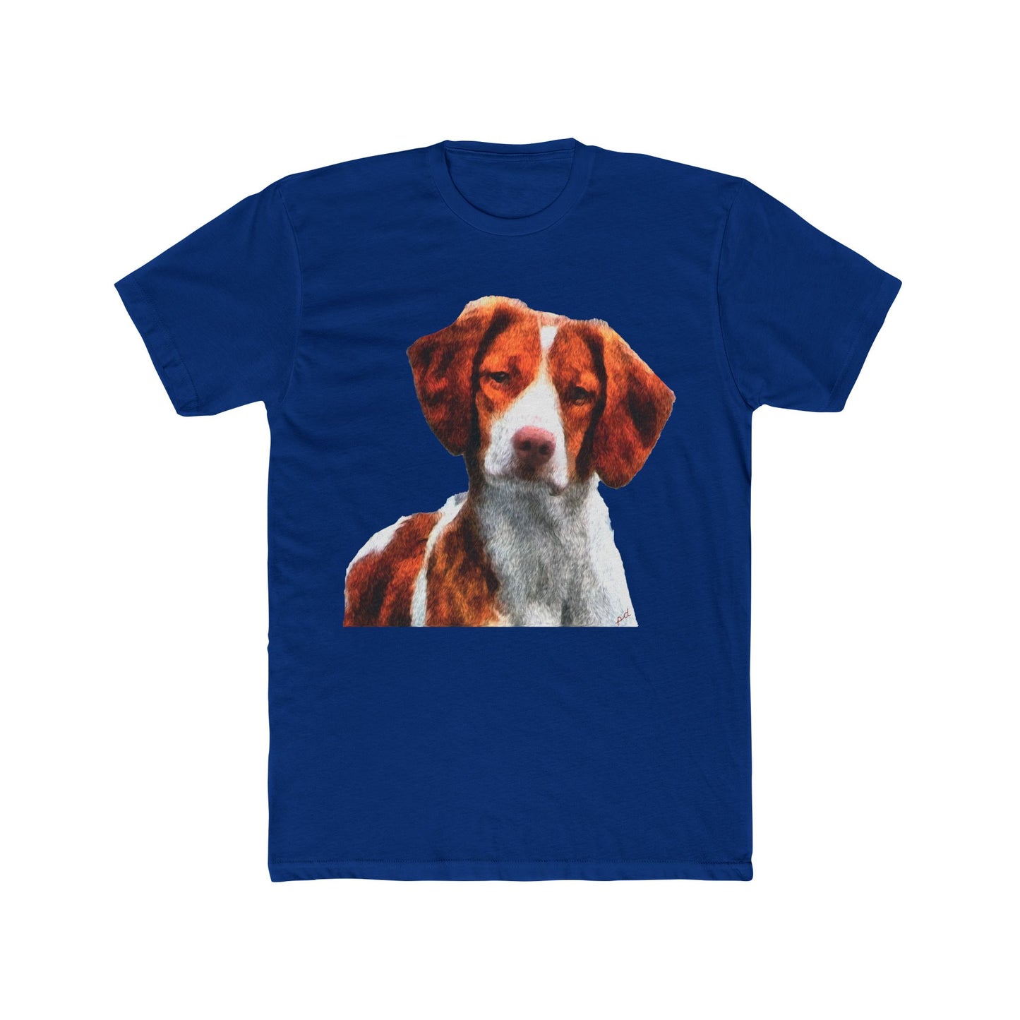 Brittany Spaniel 'Gunner' Men's Fitted Cotton Crew Tee