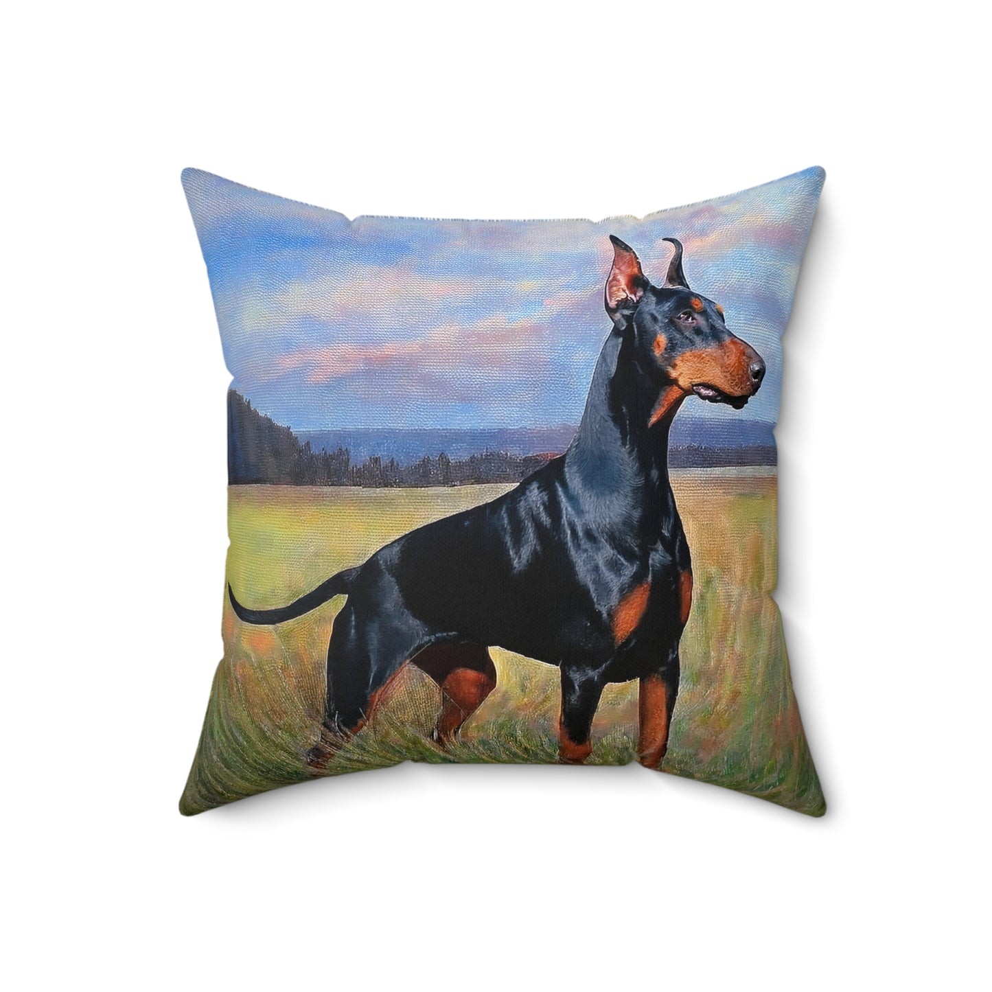 Doberman Pinscher Print Polyester Throw Pillow - Decorative Home Accent
