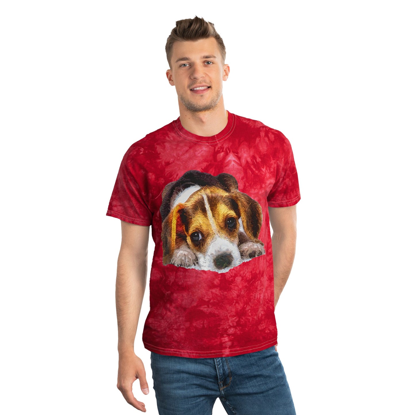 Beagle 'Daisy Mae' Unisex Cotton Tie-Dye Tee, Crystal