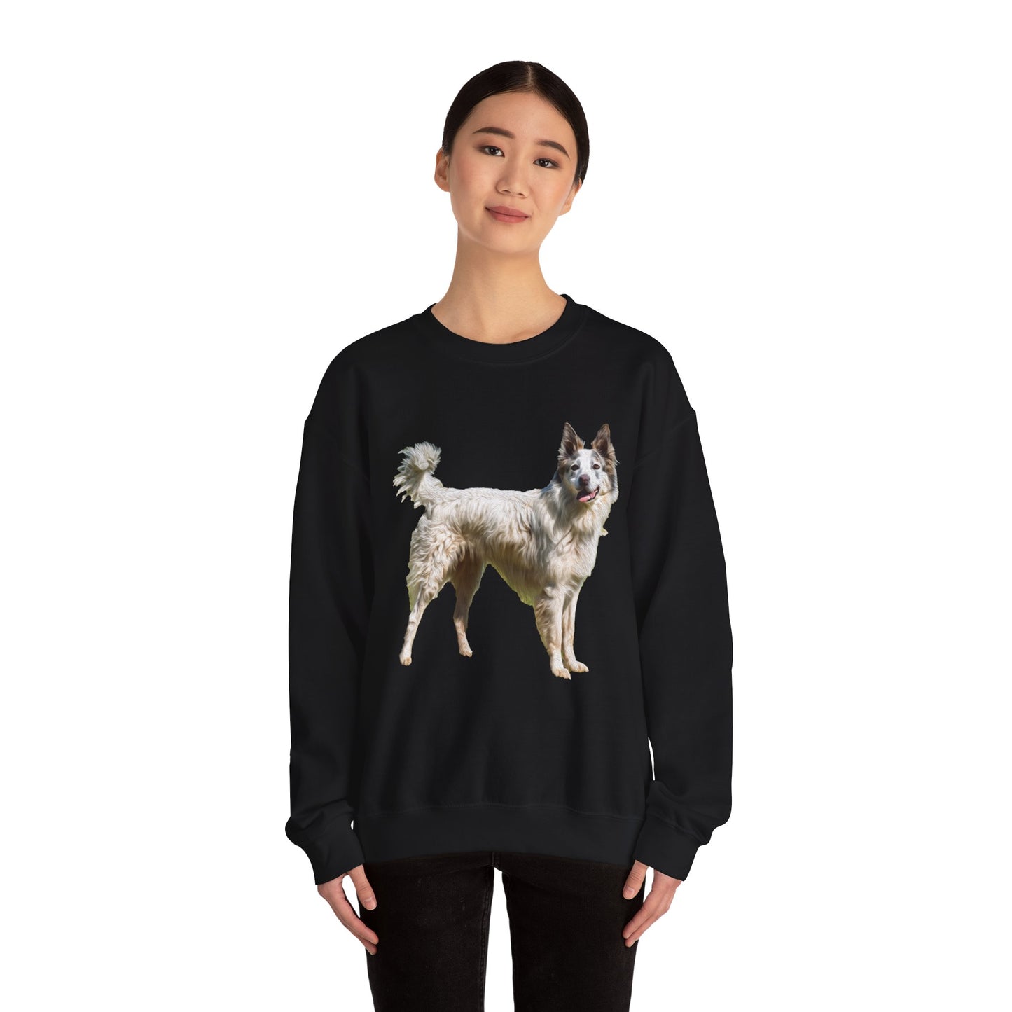 Chilly Day Charm: Pyrenean Shepherd Unisex 50/50 Crewneck Sweatshirt