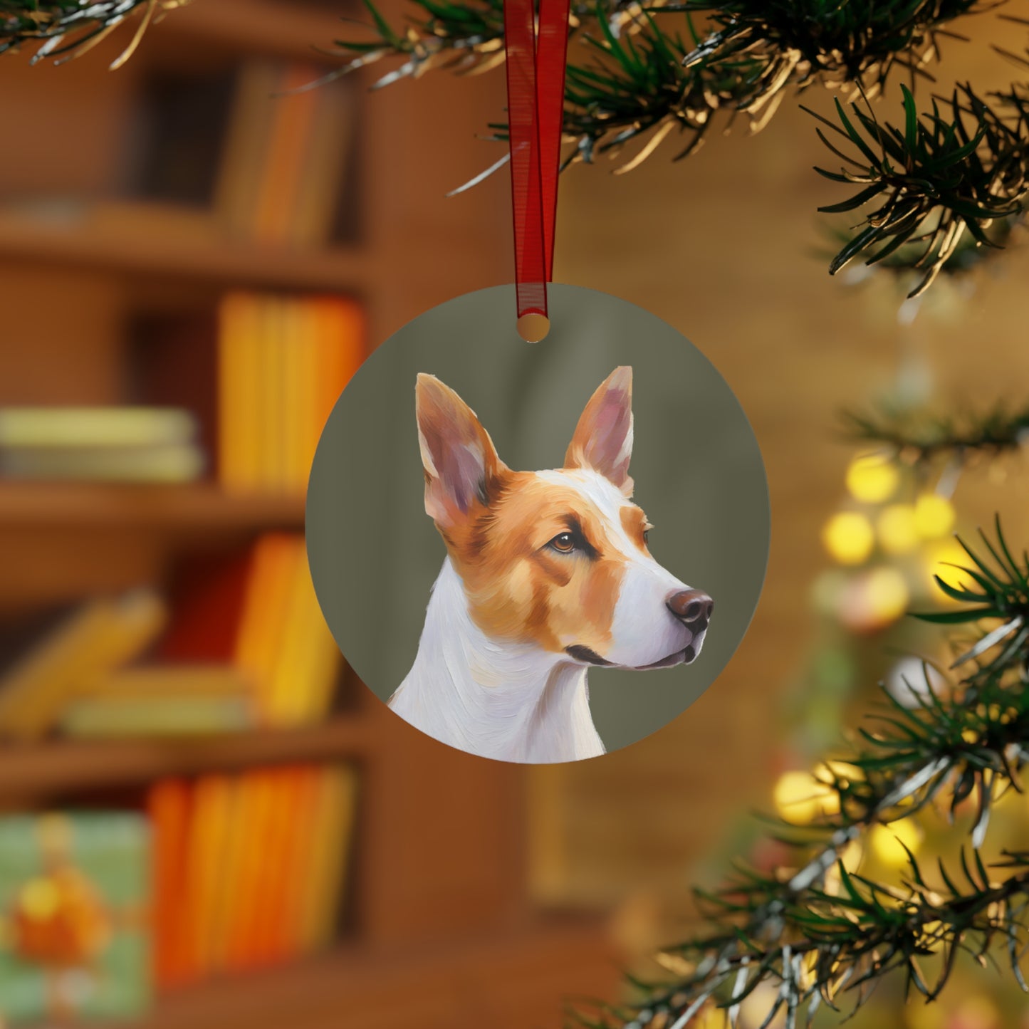 Canaan Dog of Israel Christmas Tree Metal Ornament