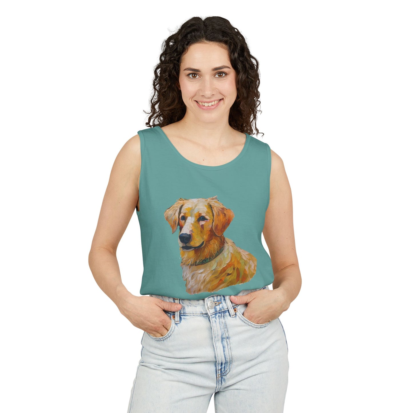 Golden Retriever Puppy - Unisex Relaxed Fit Garment-Dyed Tank Top